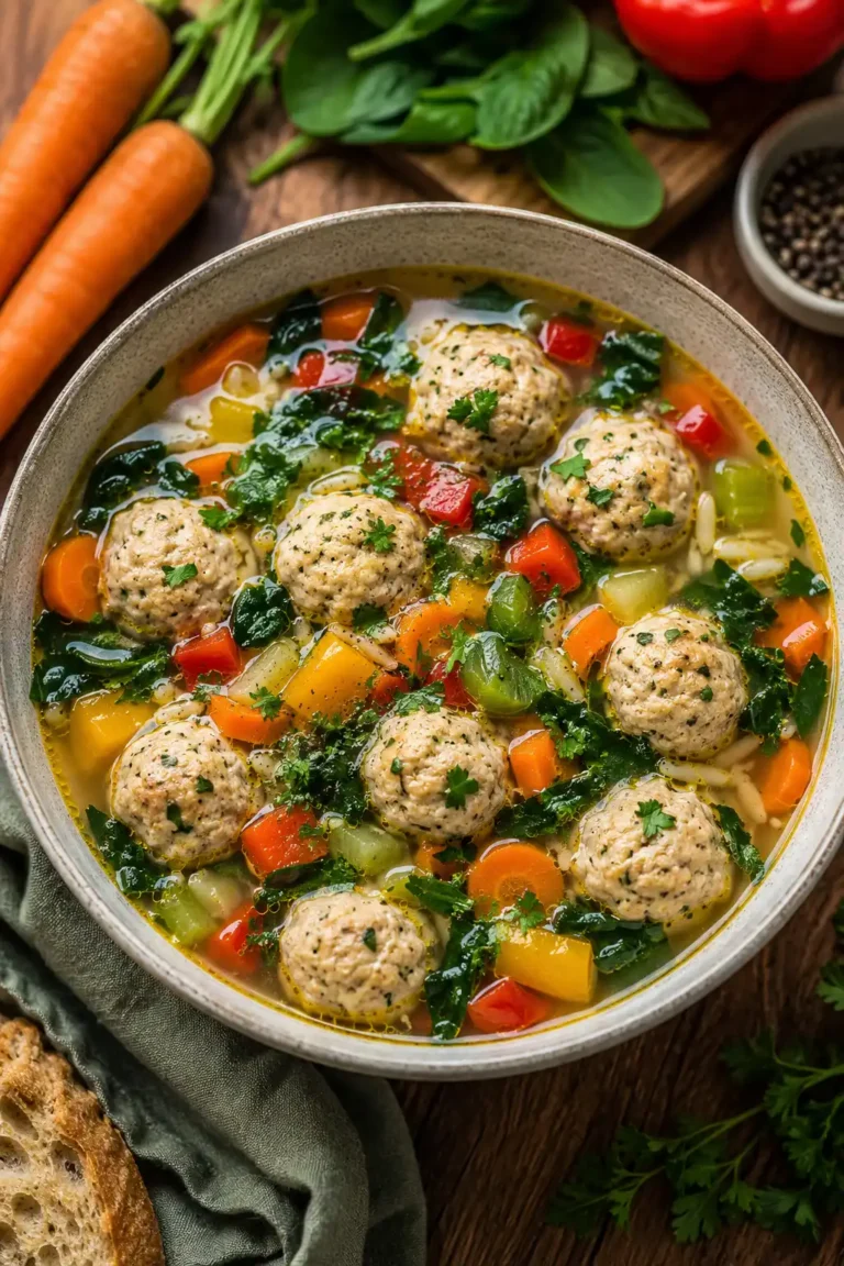 Jamie Oliver chicken balls and rainbow broth