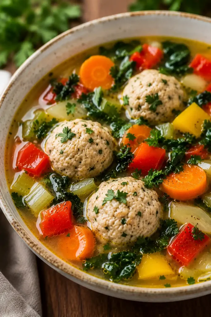 amie Oliver chicken balls and rainbow broth recipe