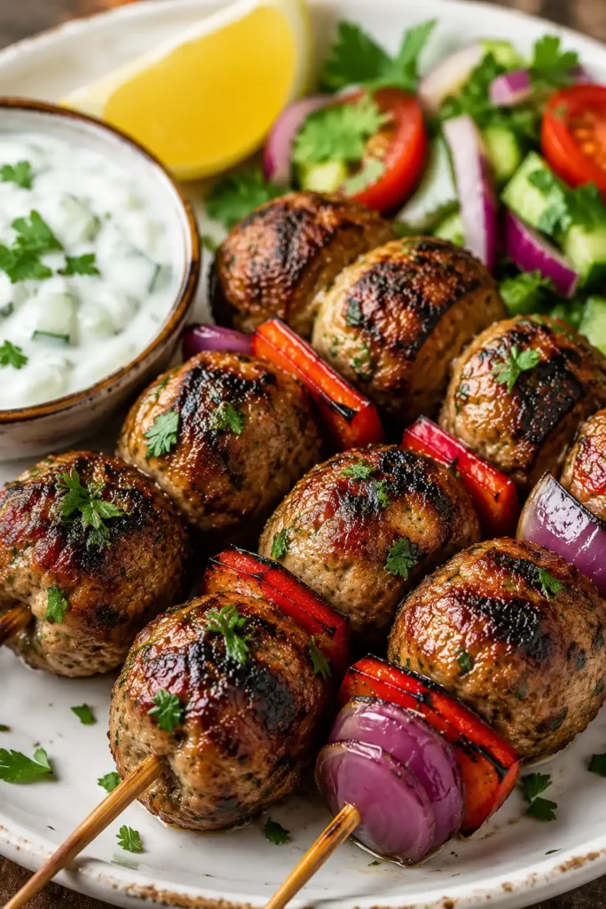 Jamie Oliver meatball kebabs